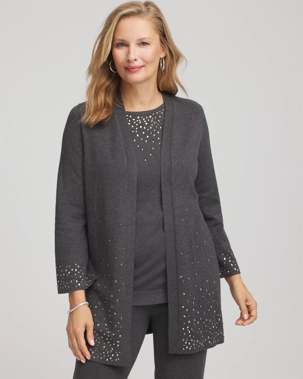 トップス TRAVELER CARDIGAN P/R STRETCH JERSEY Travelers™ Rhinestone Cardigan | Chico's